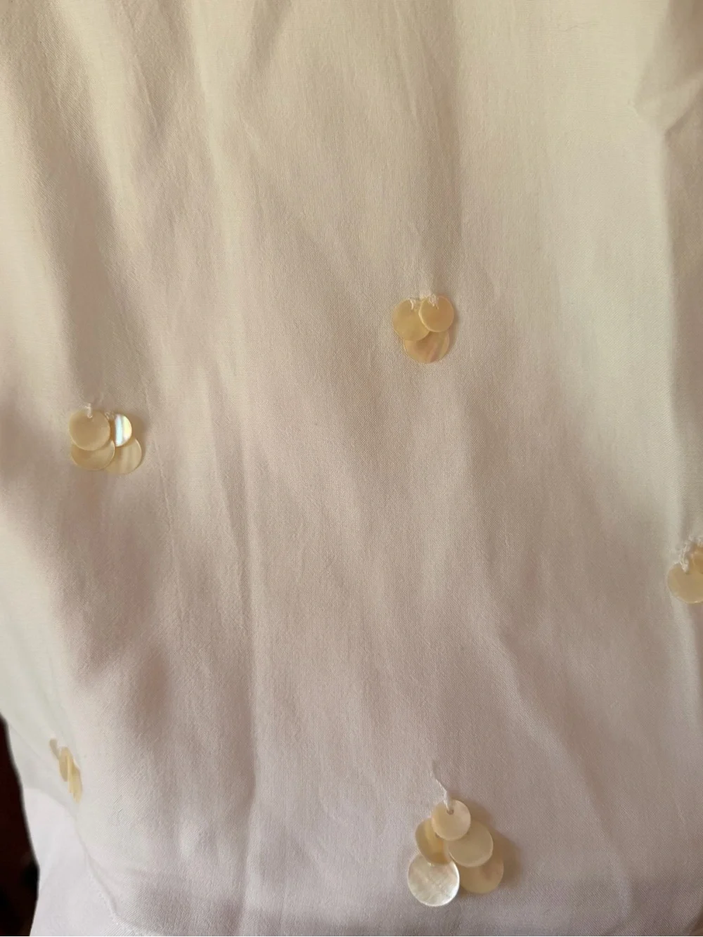 LOFT White Sleeveless Blouse with Ivory Sequin Flowers - Picture 6 of 9